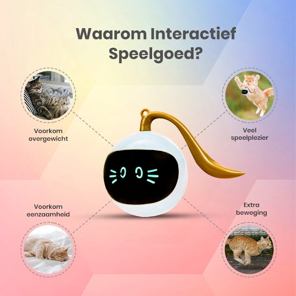 Kissalelut, Älykäs kissalelu, Interaktiivinen itsestään pyörivä pallo kissoille, Kissalelut - Lelut eläimille, Sähköinen