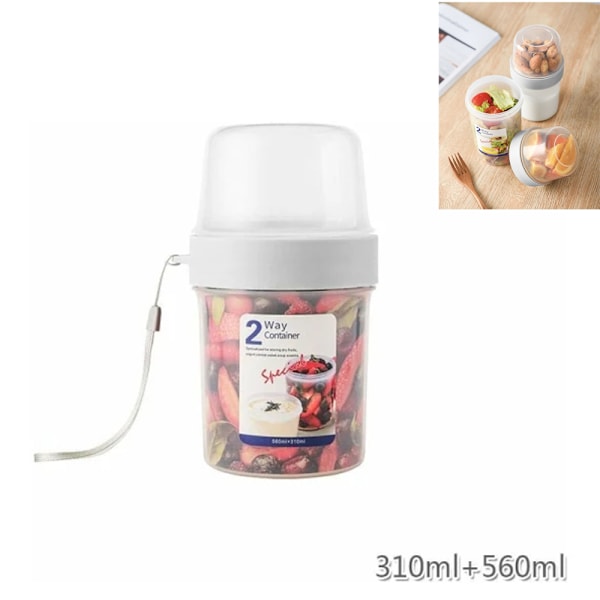 560 ml + 310 ml, yoghurtbeger, matbeholder med forsegling og lokk
