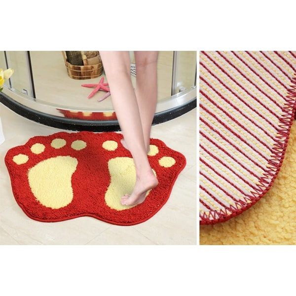 Rød - 48x67cm - Badematte - Sklisikker - Vannabsorberende - Mikrofiber