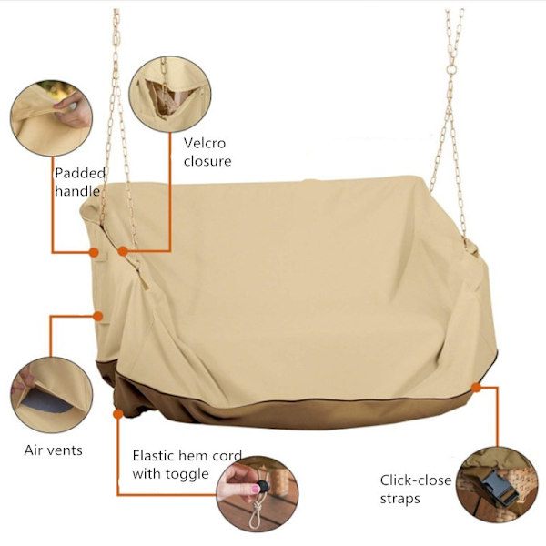 Udendørs Veranda Sving Dæksel 55.9*24.8*31.8Inch Beige Vandtæt Han