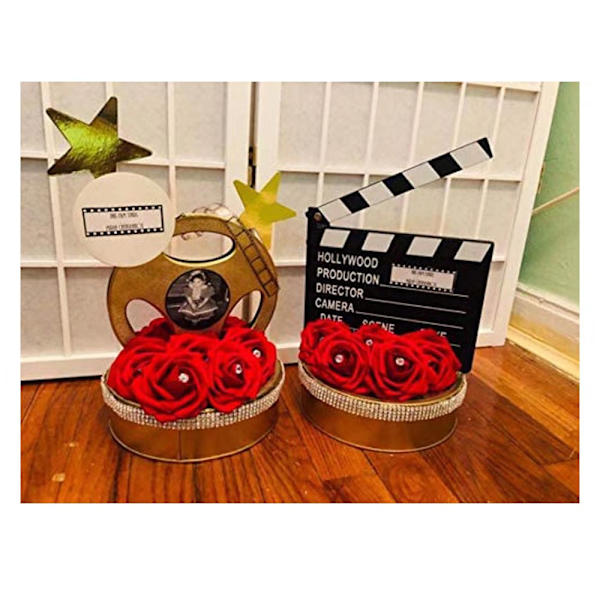 1 stk. Tre Hollywood-filmklapper i svart tre