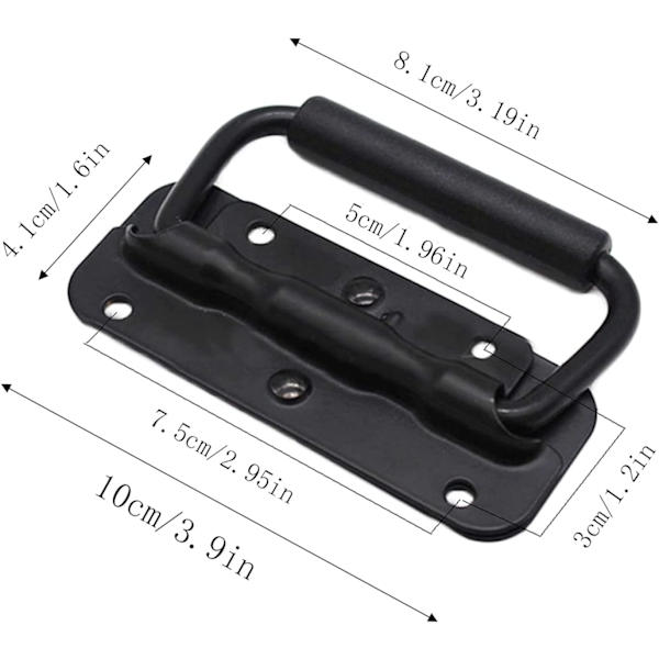4 stycken lådhandtag, hopfällbart handtag i metall, svart lådhandtag, fjäder