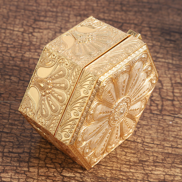 Kultametallinen korurasia Pieni kuusikulmio Vintage case