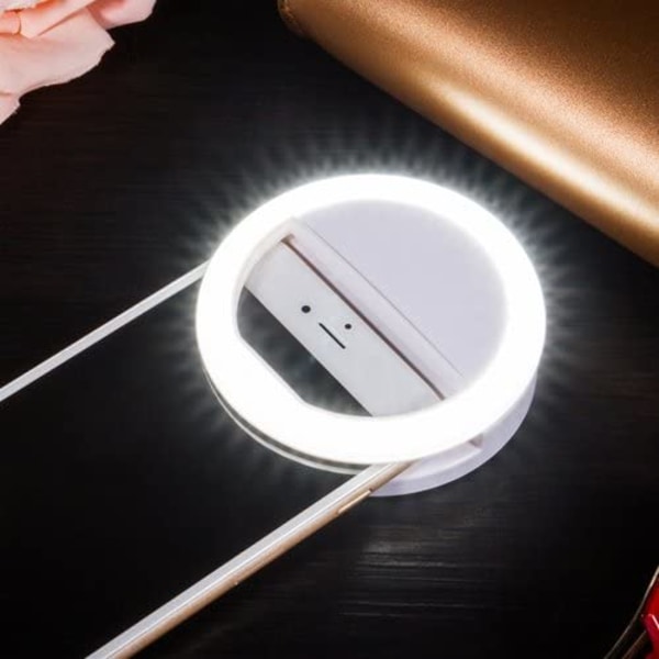 Clip on Selfie Ring Light [Oppladbart batteri] med 36 LED for
