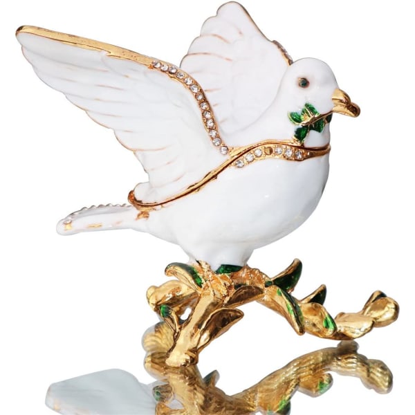 Peace Dove Trinket Box hengslet håndmalt figur samleobjekt