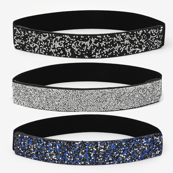 3 stk. Rhinestone-besat fuld diamant elastisk bælte Flash Di