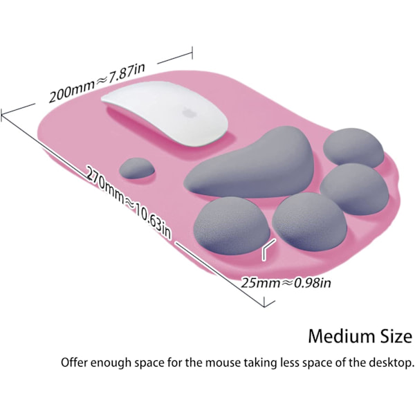 Pink og grå - musemåtte med håndledsstøtte, ergonomisk musemåtte,