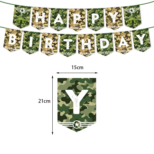 Pojan syntymäpäiväjuhlien koristelu set sotilaallisen naamiointikentän