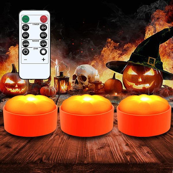 Halloween LED Gresskarlys Utendørs med Fjernkontroll og Timer, Batt