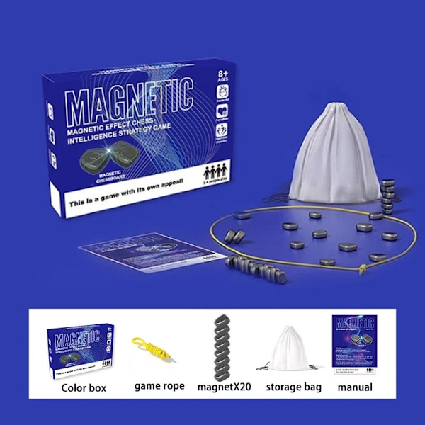 3 stk. Magnetisk Brætspil, Uddannelsesmæssigt Spil med Skak og Dame, Julegave til Børn (Rope Model) Rope Model