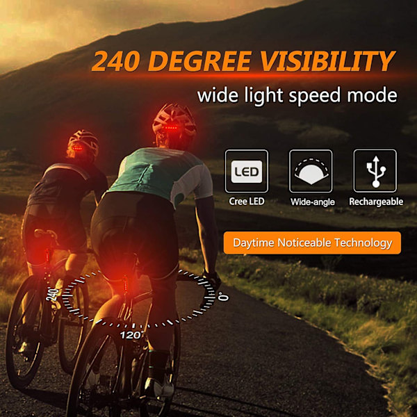 2 kpl pyörän takavaloa Led Usb ladattava, turvallisuusvaroitus
