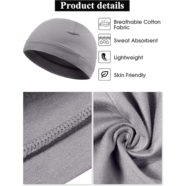 4 Skull Caps Menn Myk Bomulls Beanie Sovehatter Stretch Hjelm Multifunksjonell Liner Hodeplagg for Menn Kvinner