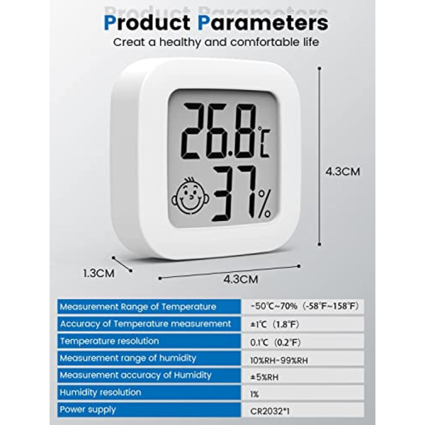 Mini digital inomhus hygrometer termometer, Temper