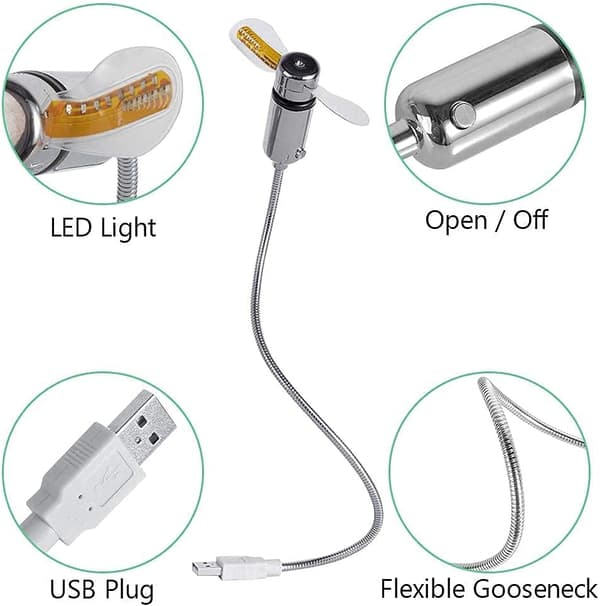 Mini Fleksibel LED USB-ventilator til bærbar computer med ægte realtidsvisning