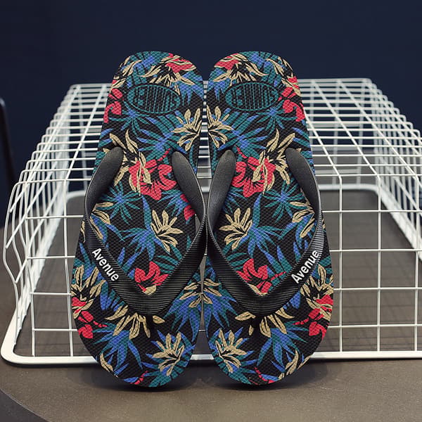 Sorte og brune prints, sæt med to, forår, dames flip flops, S