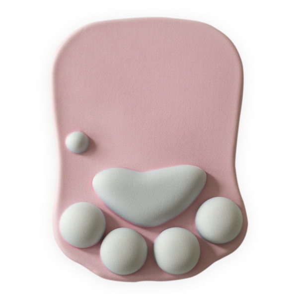 Musmatta med kattklor, 27*19cm, rosa och vit, med handledsstöd, er