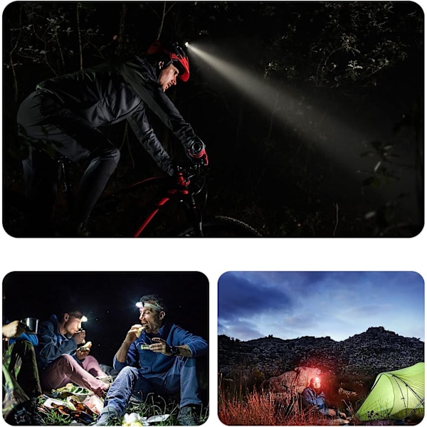 LED-hodelykt, oppladbar hodelykt for løping, 5 lysmoduser, Sup