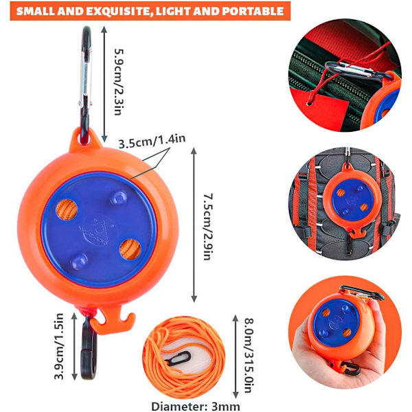 Retractable Clothesline, 8m Portable Camping Clothesline, Non-Sl