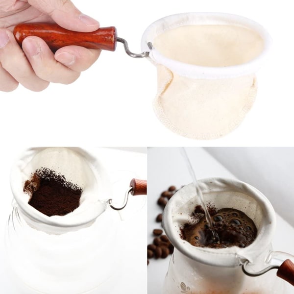 Håndlaget gjenbrukbart kaffefilter Cafe Flanellstofffilterpose S