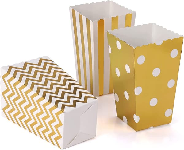 Gull - Popcorn-boks 120 popcorn-bokser papirpose bursdagsfest (s