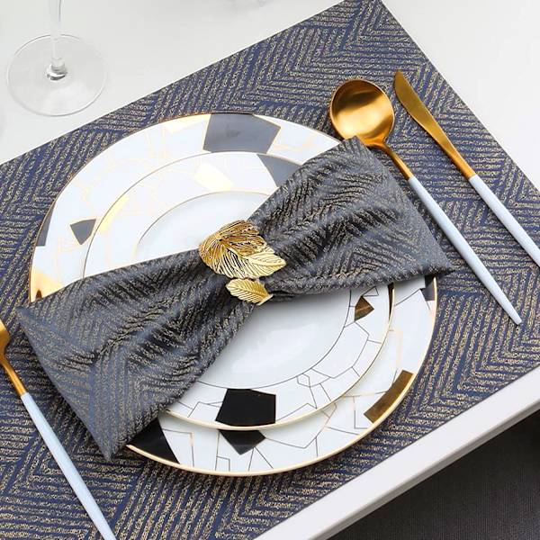 6 stk. servietringe, metalservietringe, servietringholder, bord