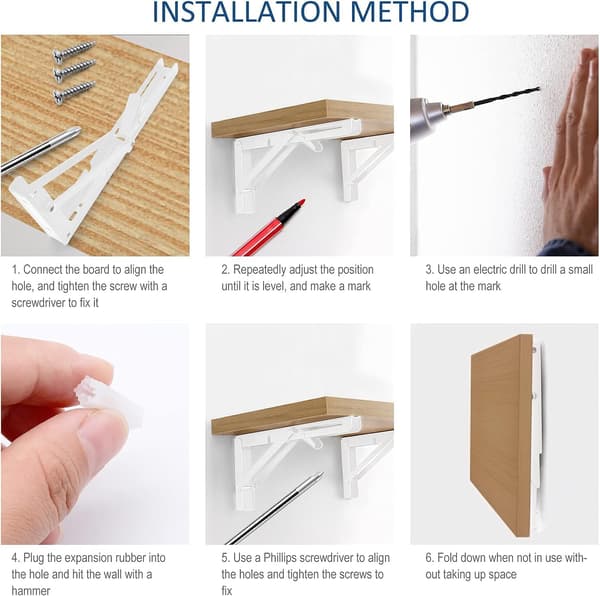 Folding Bracket 200mm, 2 stk. Svart Folding Console Bracket, Folding Shelf Brackets Load, Heavy Duty Retractable Foldi