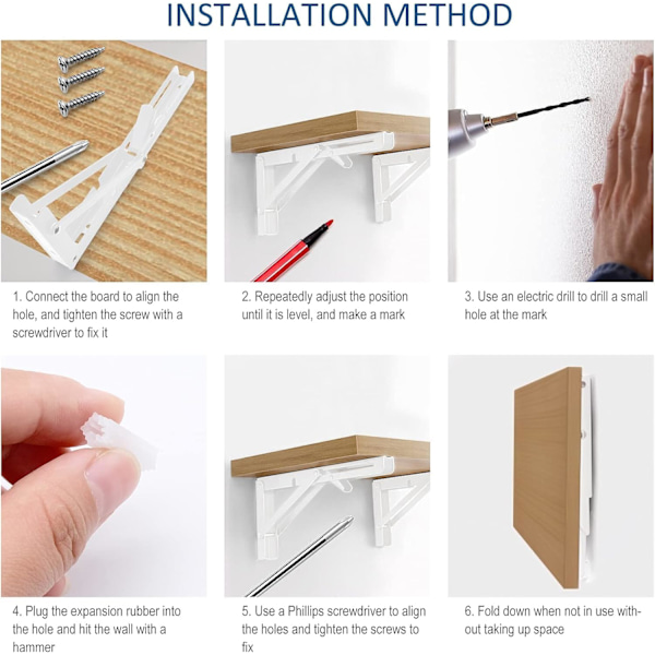 Folding Bracket 450mm, 2 stykker svart Folding Console Bracket, Folding Shelf Brackets Last, Heavy Duty Retractable Foldi