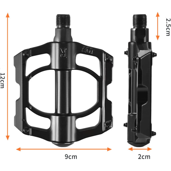 MTB sykkelpedal, 9/16" MTB flat pedal, terrengsykkelpedal, ikke-S