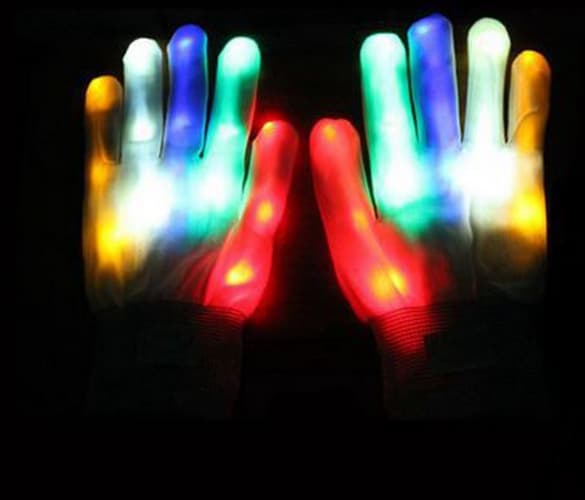 LED Glow Handsker Farverige Lys Glitter Handsker Regnbue Fluore