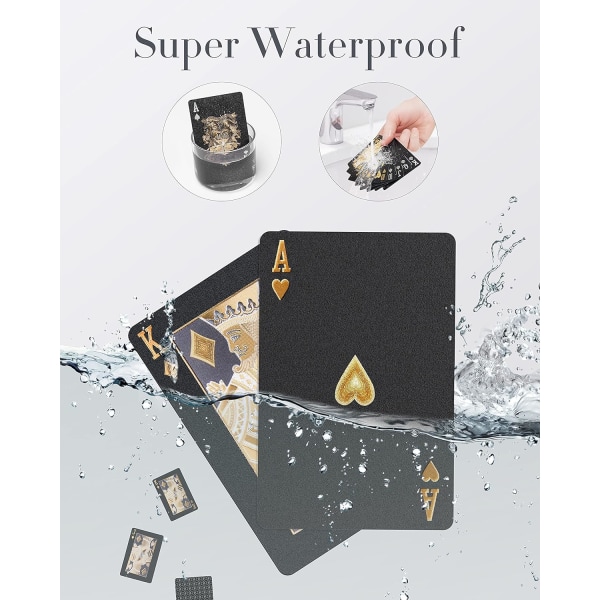 Pokerkortspill - vanntett plast diamant svart nyhetskort