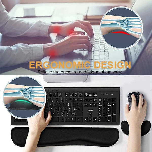 Et stykke sort opgraderet rengørligt PU-læder tastatur håndledsstøtte