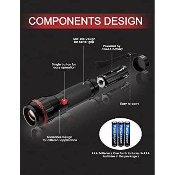 LED-ficklampa [1-pack] Mini små ficklampor, zoombar 2 lägen 70 lumen