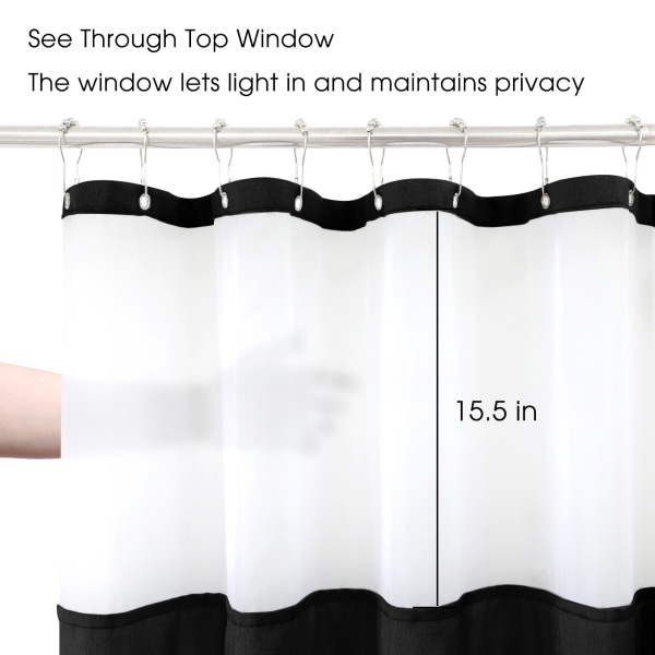 Bruseforhæng 180 x 180 cm sort bruseforhæng 2 lag vandtæt printet polyester bruseforhæng