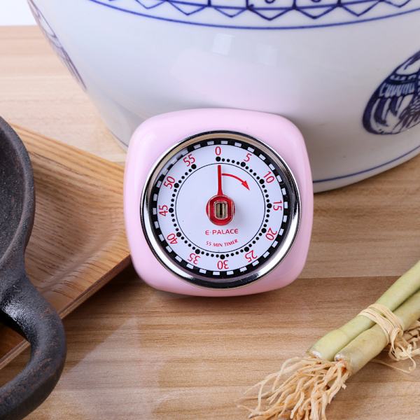 Magnetisk Retro Køkken Timer (Pink), Klassisk Mekanisk Madlavning