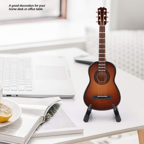 Miniature Guitar Træ Model Musikinstrument Display med