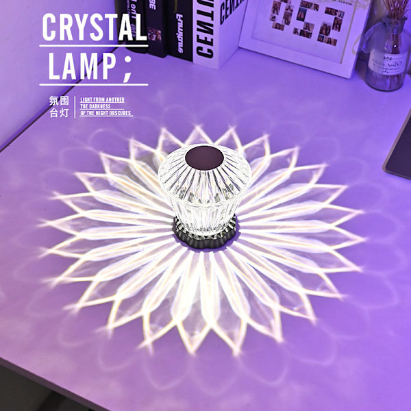 Akryl krystall LED-bordlampe diamantlampe hageterrasse C