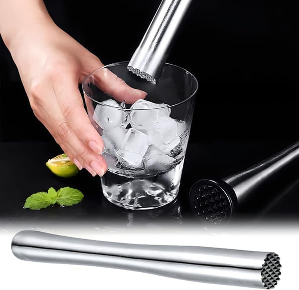 Ismuddler, 22,5 cm cocktailmuddler i rustfritt stål for knusing av isbiter Mojito Kjøkken Bar Restaurant