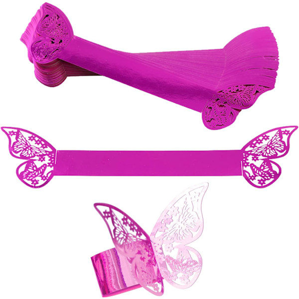 Servietringe - 3D Pink Butterfly Servietringe til Bryllupsreception