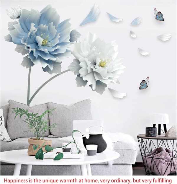 Gradient Blå Sommerfugl Lotus Dekorative Stickers Blomstervæg St