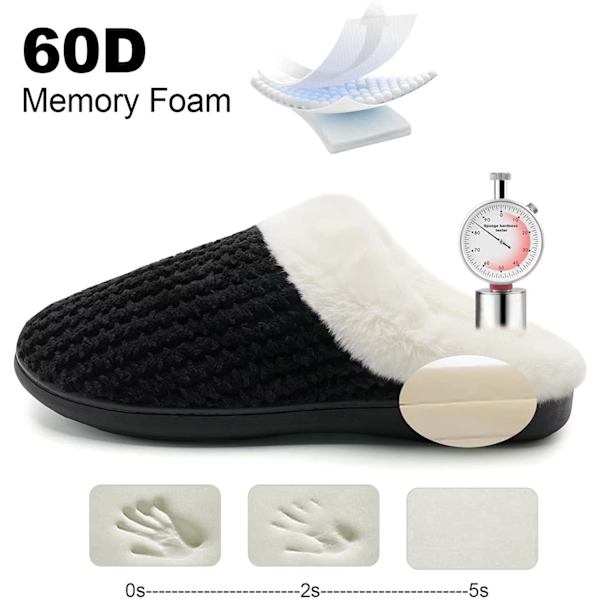 (sort) Vinter hjemmesko til kvinder Memory Foam hjemmesko Komfort Uld-