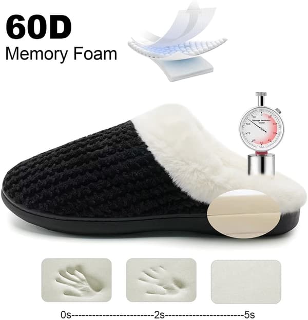 (svart) Vintertofflor Dam Memory Foam Tofflor Komfort Ull-