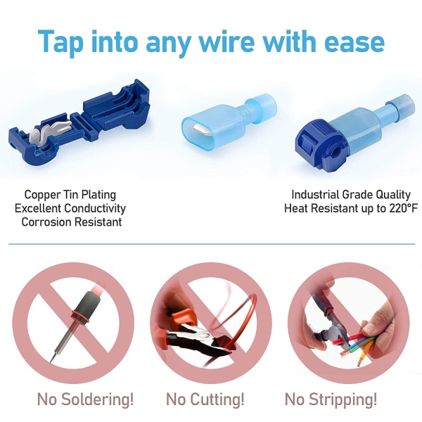 240 STK T-Tap Wire Connectors, Self-stripping Quick Splejseelektr