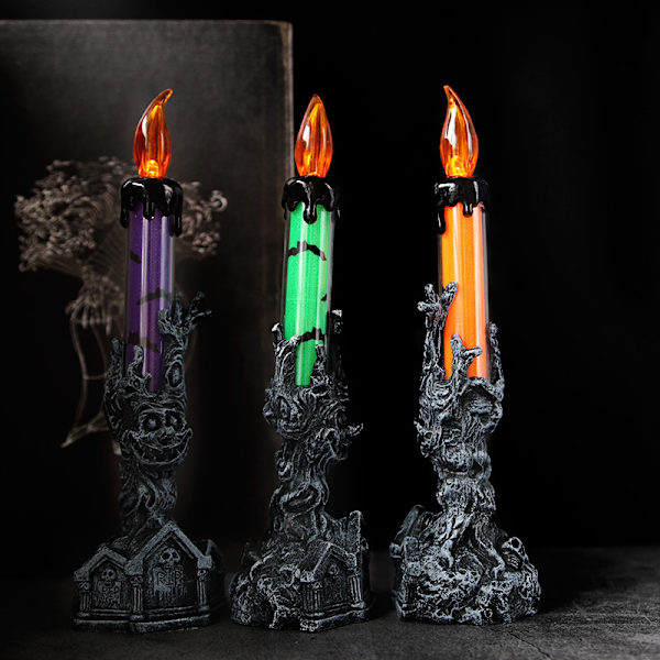3 stk Halloween dekorative blinkende stearinlys LED for hjemmet