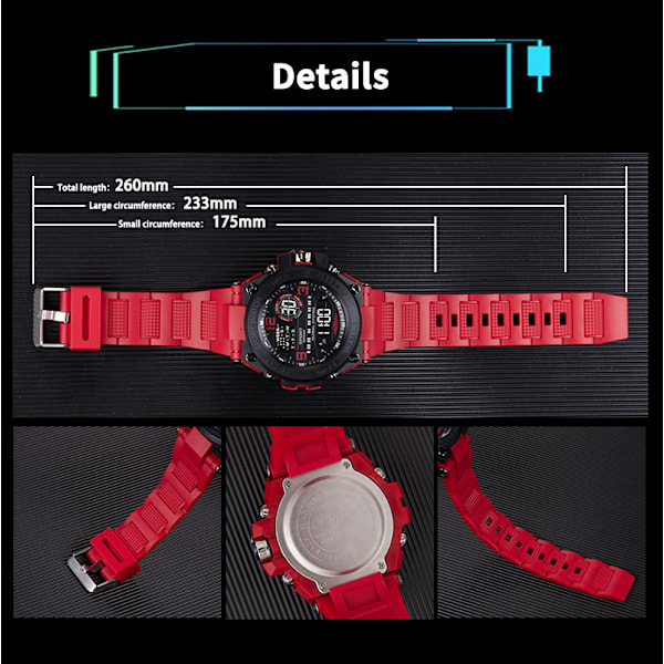 Herreure Vandafvisende Udendørs Sportsur Dato Multifunktion （Black）