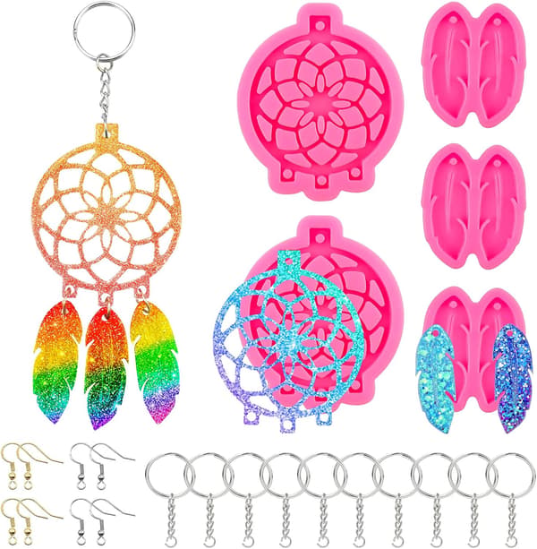103 st Resin Keychain-formar i silikon, drömfångareform för Ep