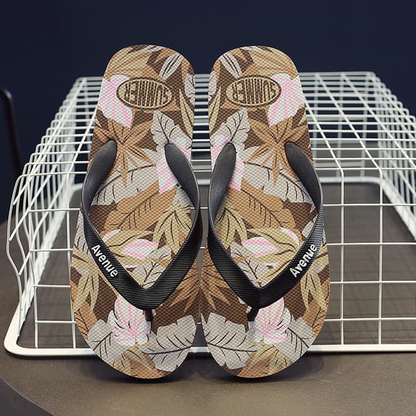 Sorte og brune prints, sæt med to, forår, dames flip flops, S