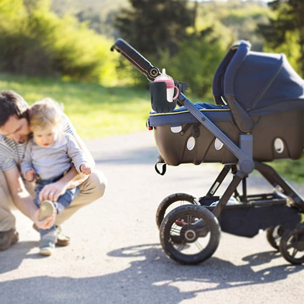 Svart og grå babyvogn drikkeholder, sykkel universal drikkeholder