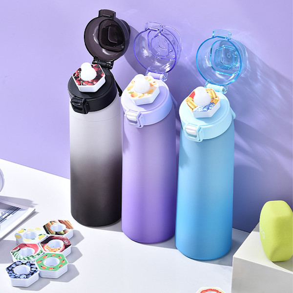 Doftande Vattenflaska, Inklusive 8 Doftkapslar, Gradient Lila, 700 ml, Dricksflaska,