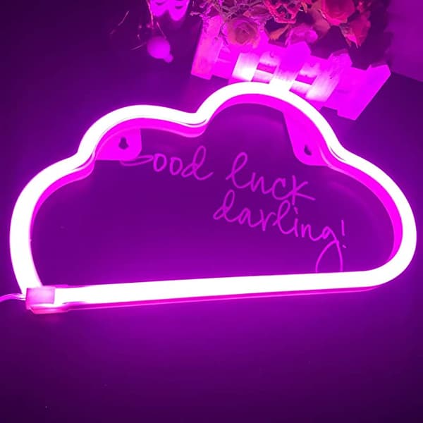 Rosa Neon LED Moln Skylt Ljus Dekor, Väggdekor För Chris