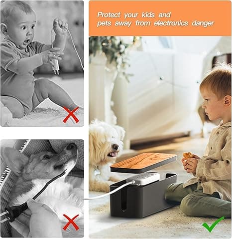 Kabelbox, Liten Träfärgad Kabelbox för